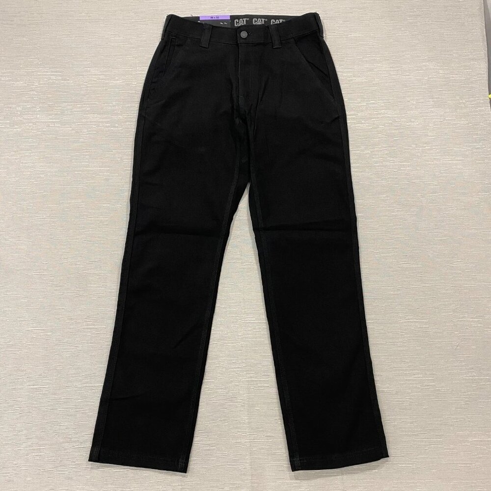 CAT Caterpillar Utility Work Pants Mens 30 x 32 Black Flex Waistband Cell Pocket
